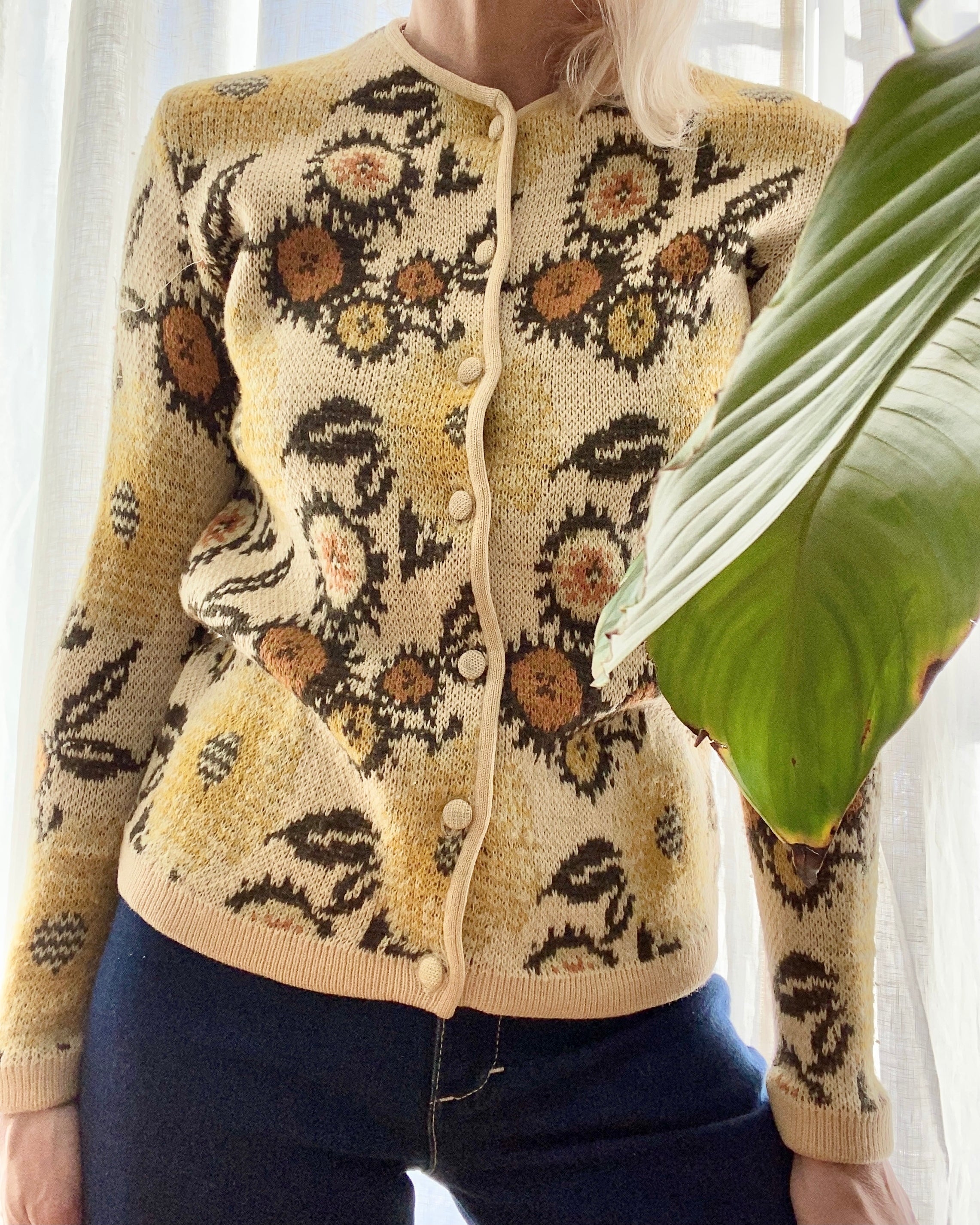 VINTAGE Jacquard Floral Cardigan