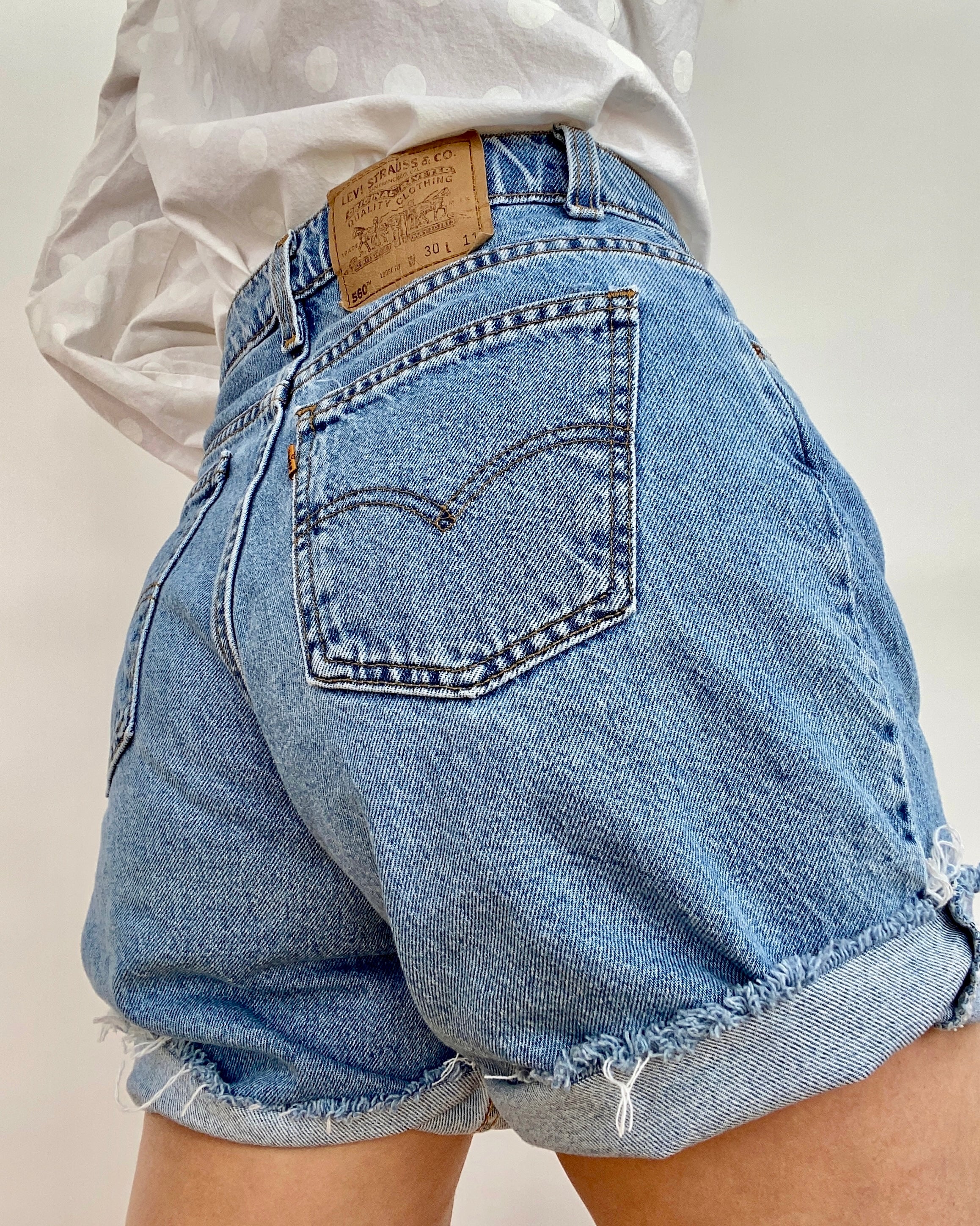 Vintage Orange Tab Levis High Waisted Shorts Size 29