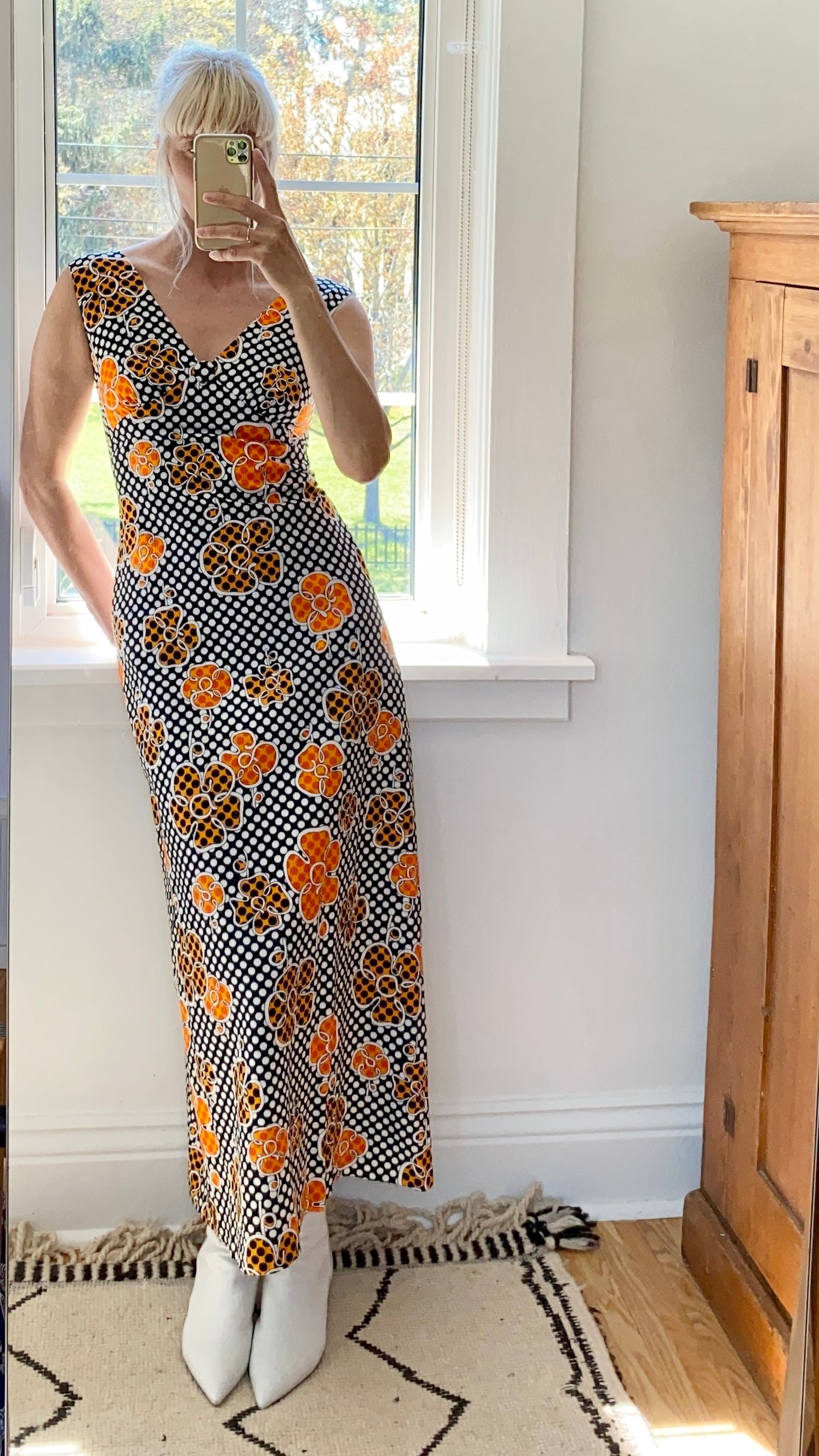 VINTAGE Psychedelic Poka Dot and Floral Print Dress 1960's