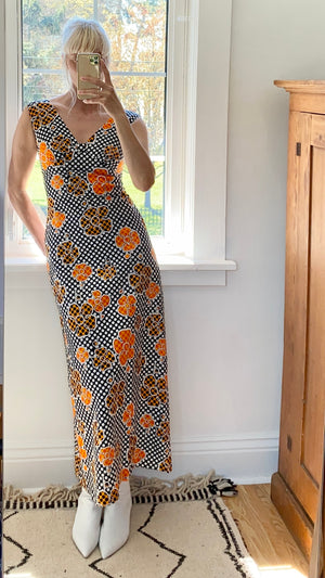 VINTAGE Psychedelic Poka Dot and Floral Print Dress 1960's