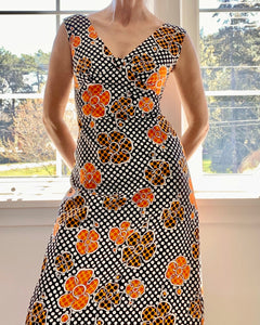 VINTAGE Psychedelic Poka Dot and Floral Print Dress 1960's