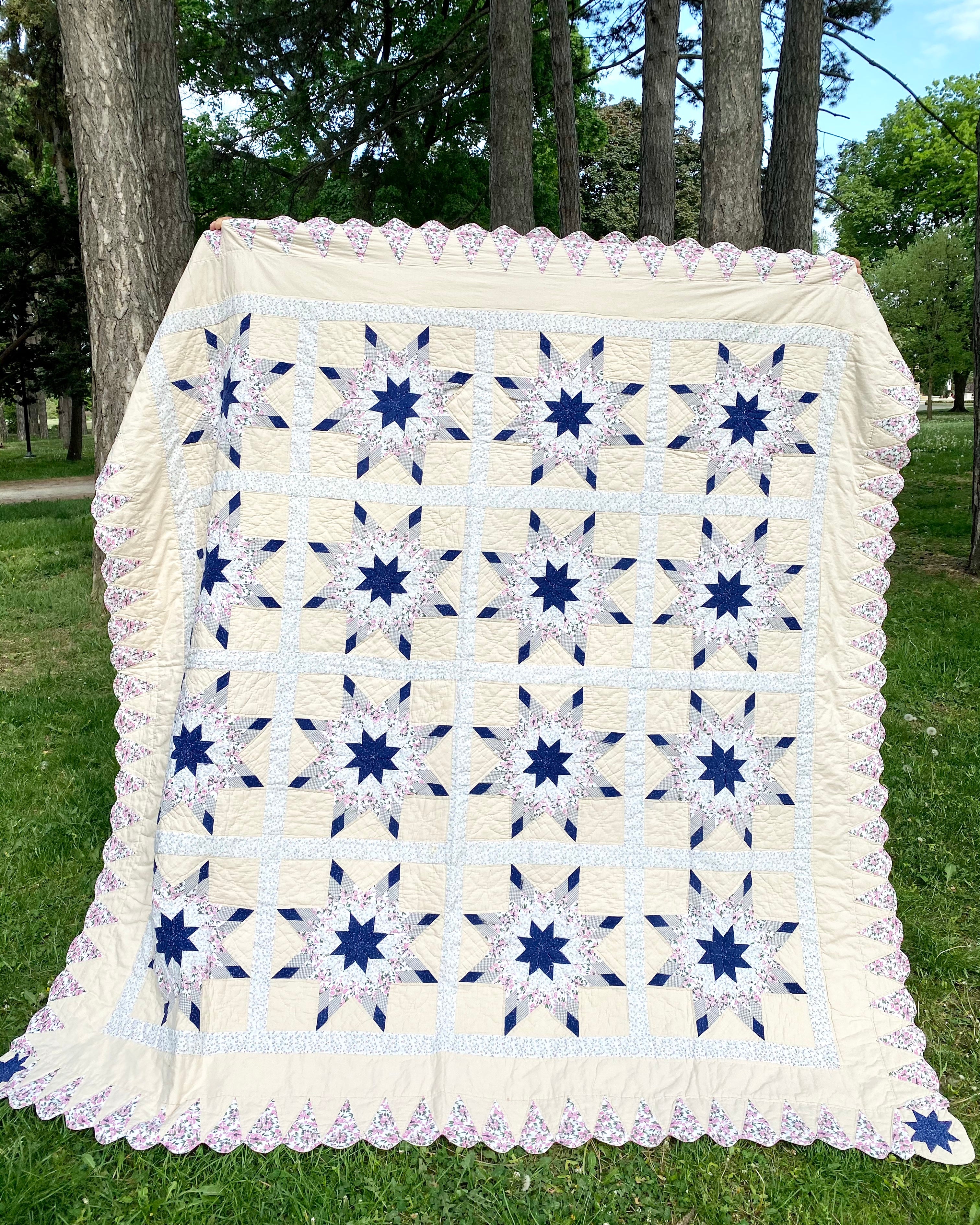 Vintage All Over 8 Point Star Patchwork Quilt