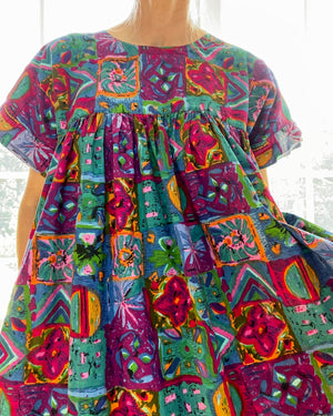 VINTAGE 1980s Vanity Fair Cotton Batik Printed Dress