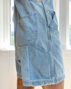 Vintange Forenza Denim Carpenter Short Overalls Light Wash