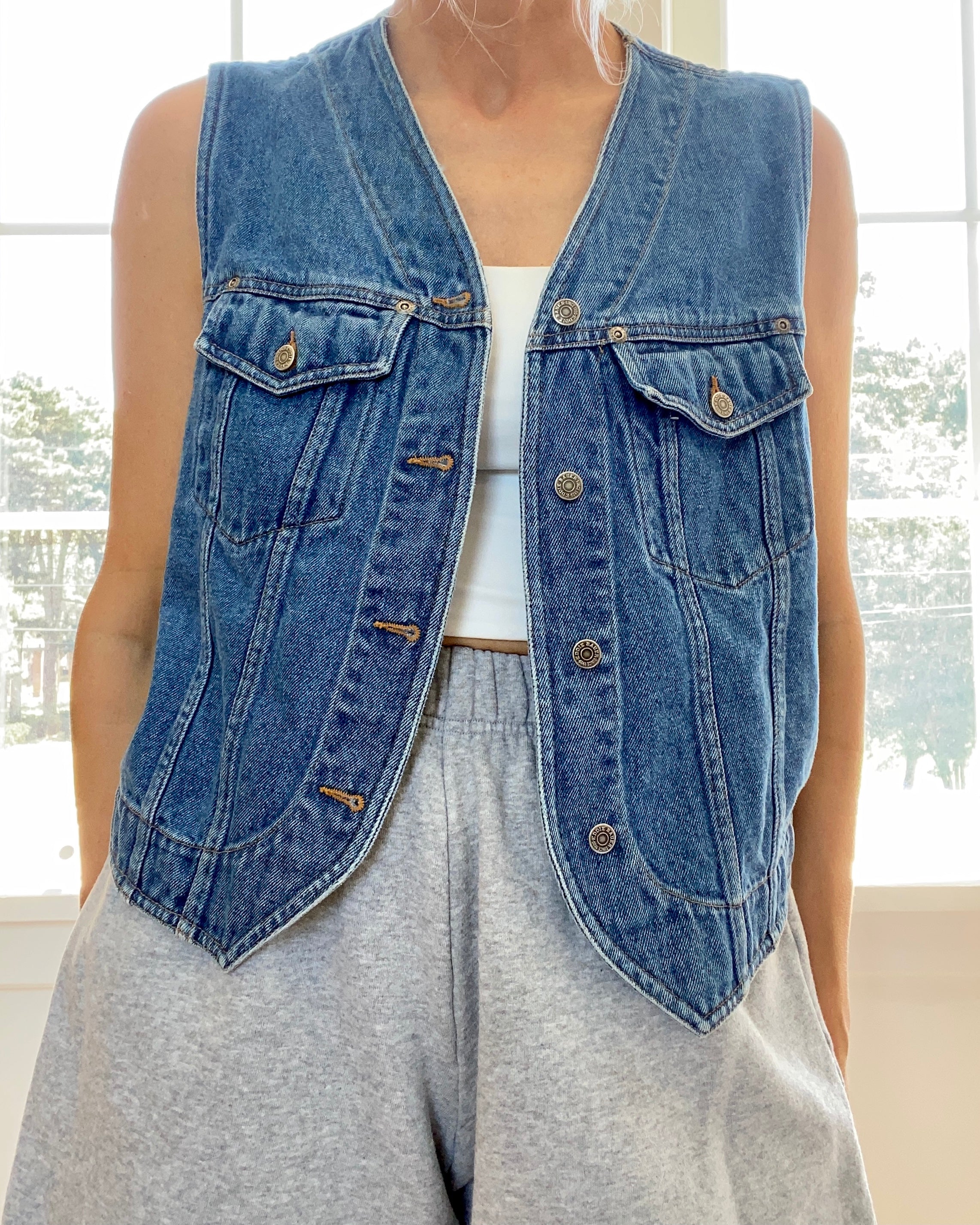 Vintage Eddie Bauer Denim Patch Pocket Vest