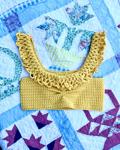 SWEATER PUPPY Hand Crochet Yellow Frill Top