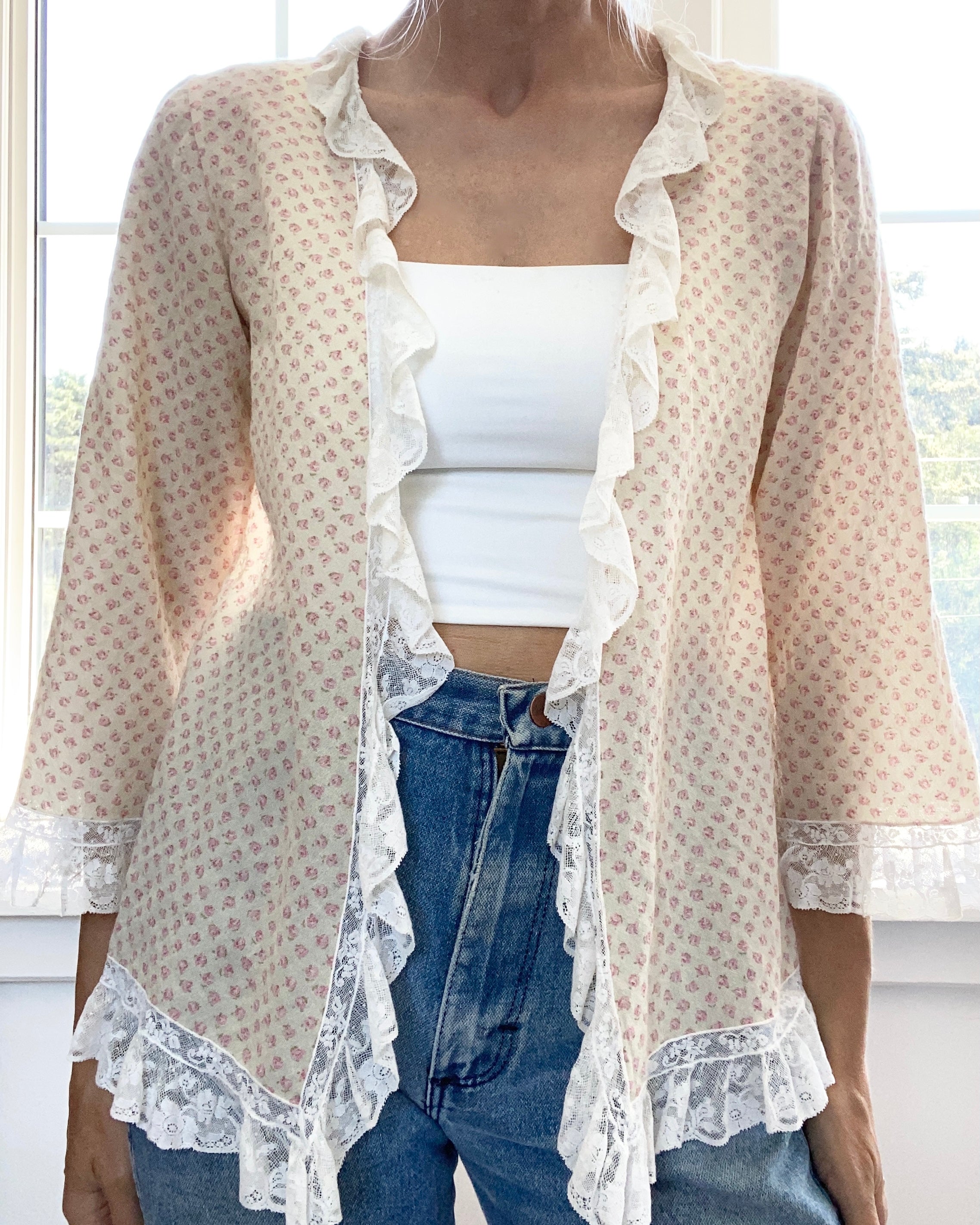 VINTAGE 1940s Floral Bed Jacket