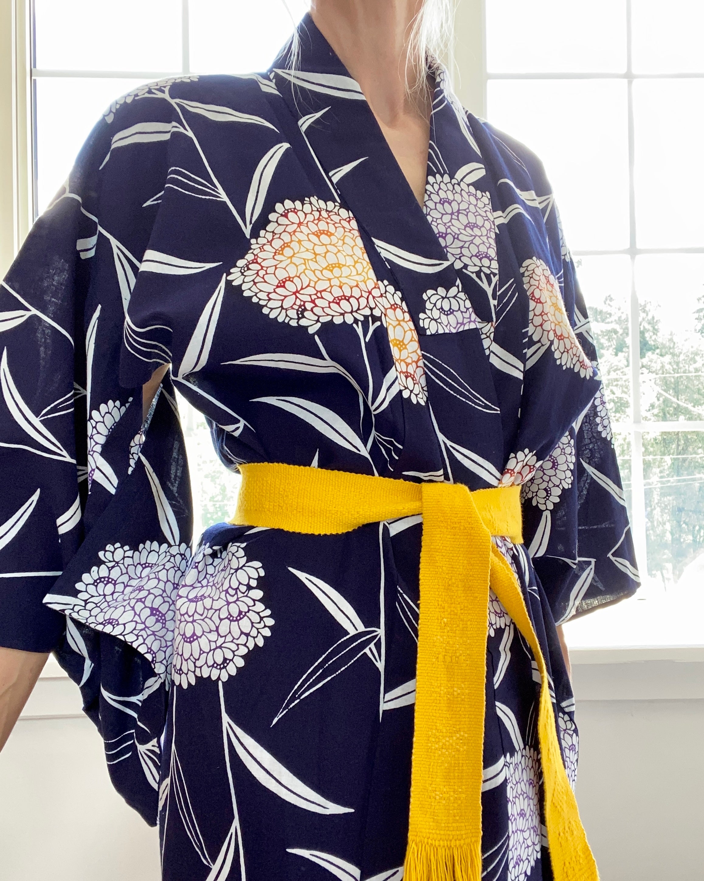 VINTAGE Yucata or Cotton Kimono Hydrangea Print