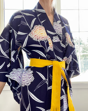 VINTAGE Yucata or Cotton Kimono Hydrangea Print