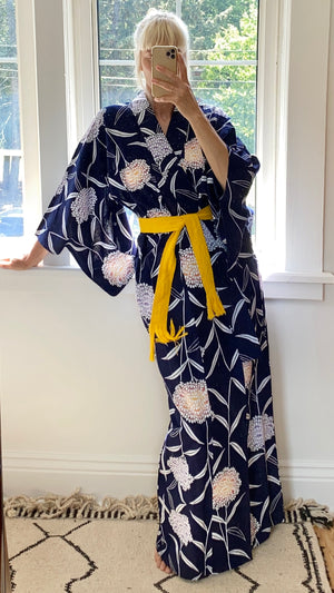 VINTAGE Yucata or Cotton Kimono Hydrangea Print