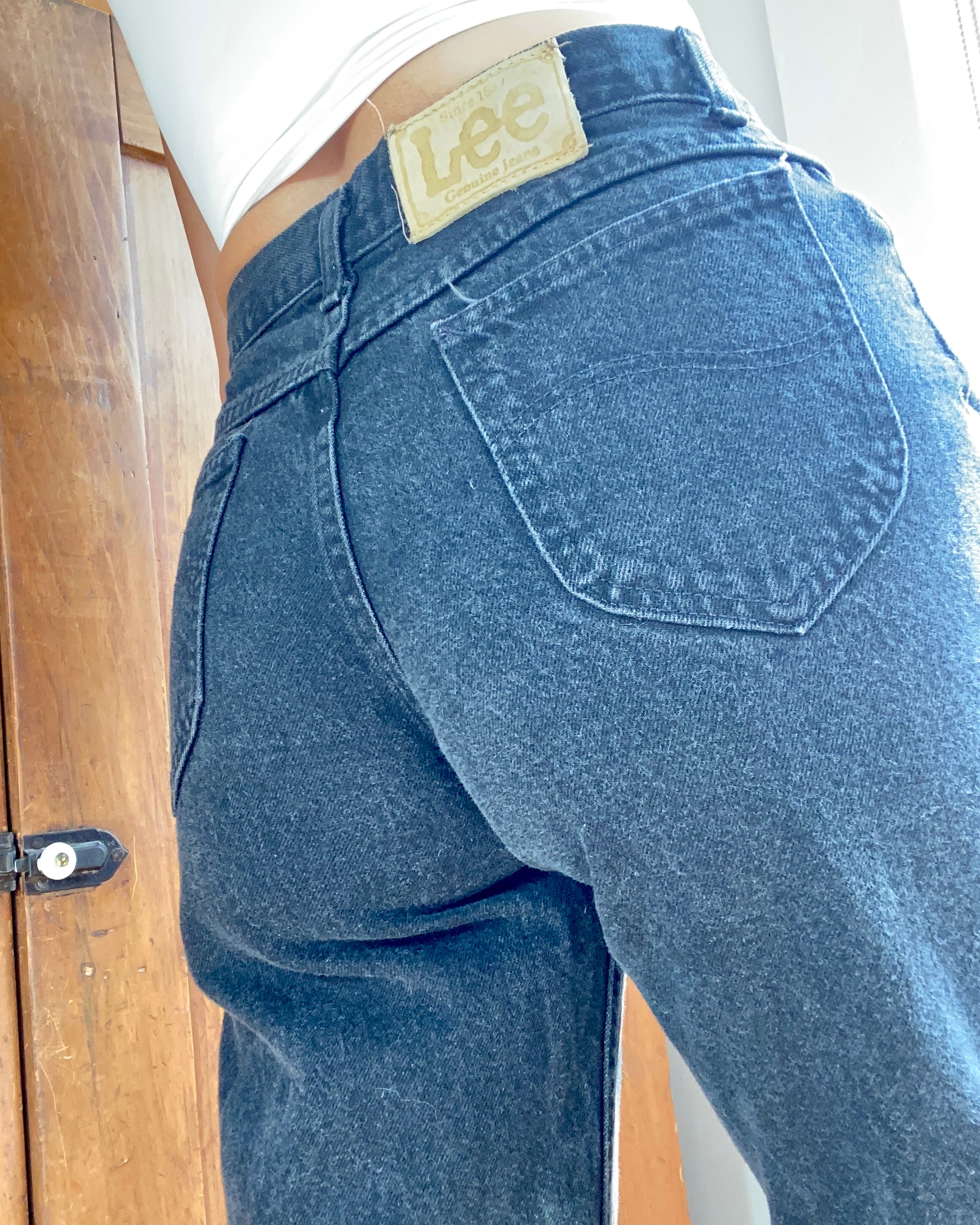 Vintage LEEs Made in USA Black Wash Jeans size 28