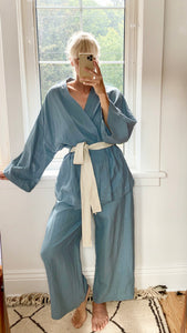 DEIJI STUDIOS 01 Linen Sleepwear Set Pyjama Lake Blue