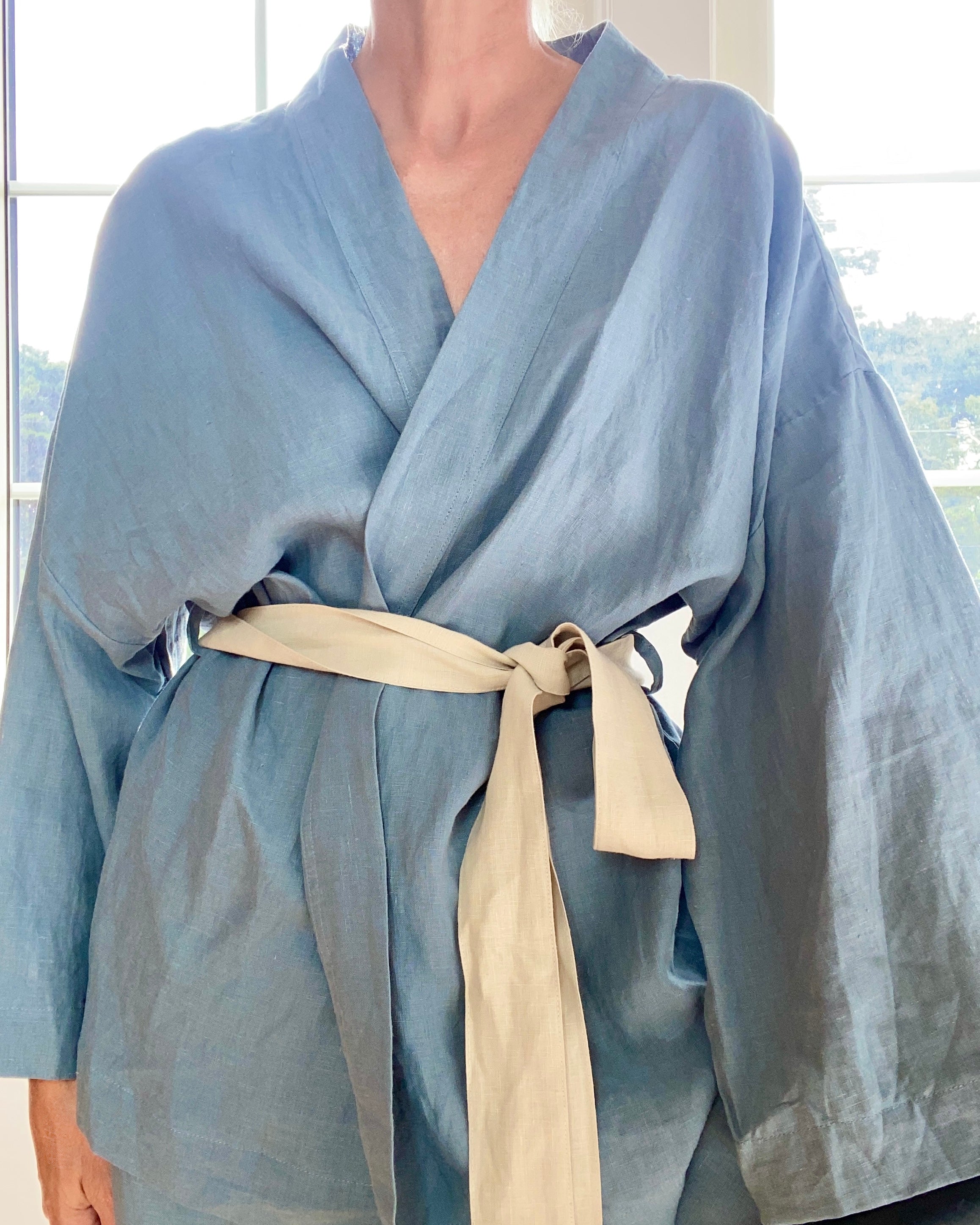 DEIJI STUDIOS 01 Linen Sleepwear Set Pyjama Lake Blue