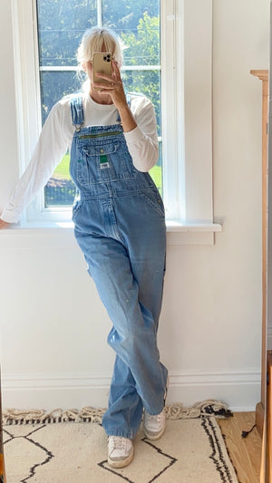 Vintage Liberty Denim Carpenter Overalls Light Blue Wash Size L