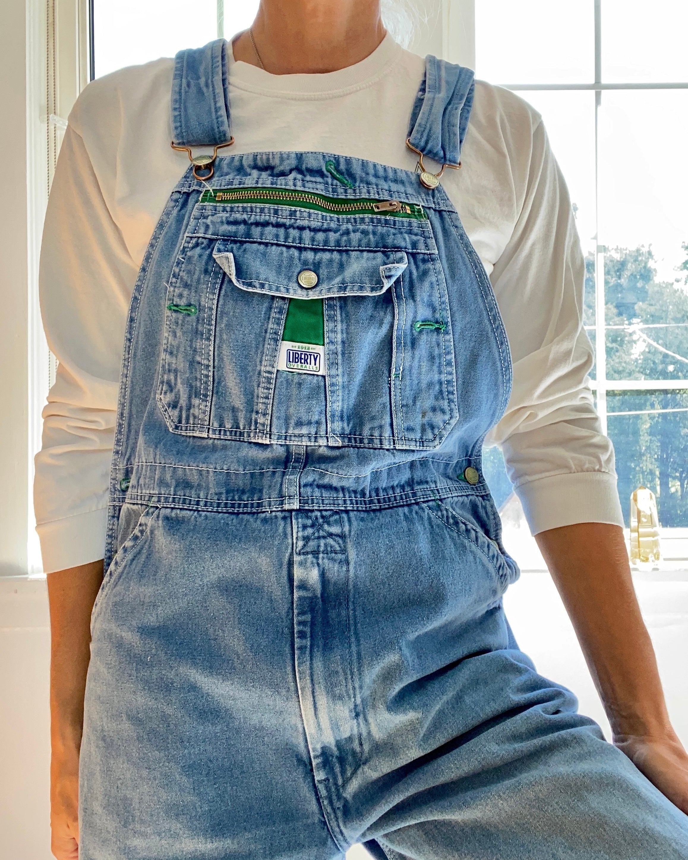 Vintage Liberty Denim Carpenter Overalls Light Blue Wash Size L