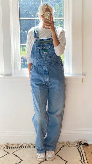 Vintage Liberty Denim Carpenter Overalls Light Blue Wash Size L