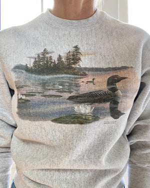 VINTAGE Scenic Lake With Ducks Sweatshirt SM