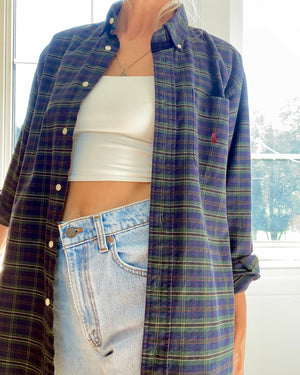 Vintage Ralph Lauren Mens Oxford Tartan Shirt