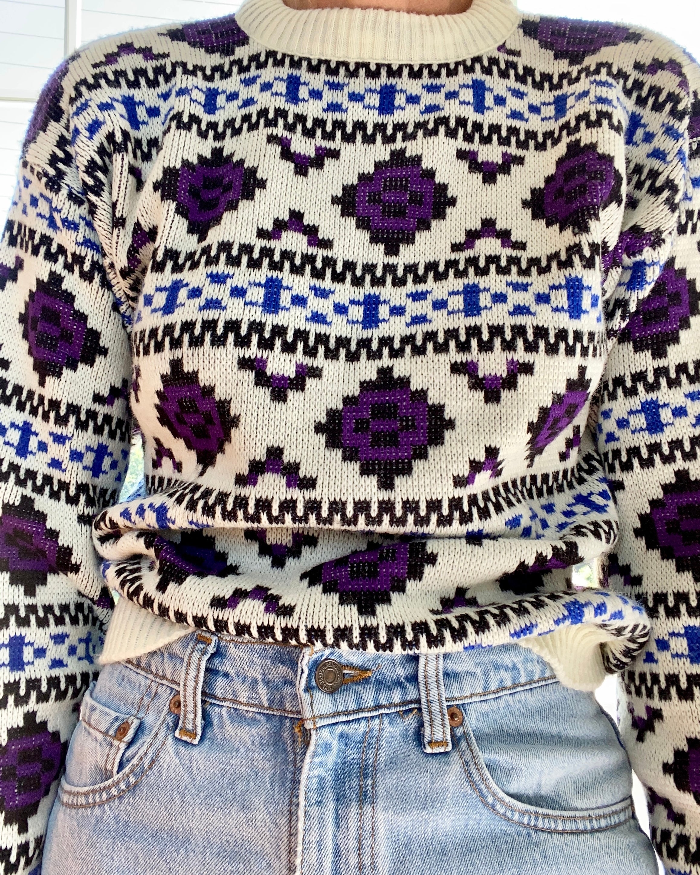 Vintage Jacquard Southwestern Style Sweater