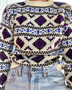 Vintage Jacquard Southwestern Style Sweater