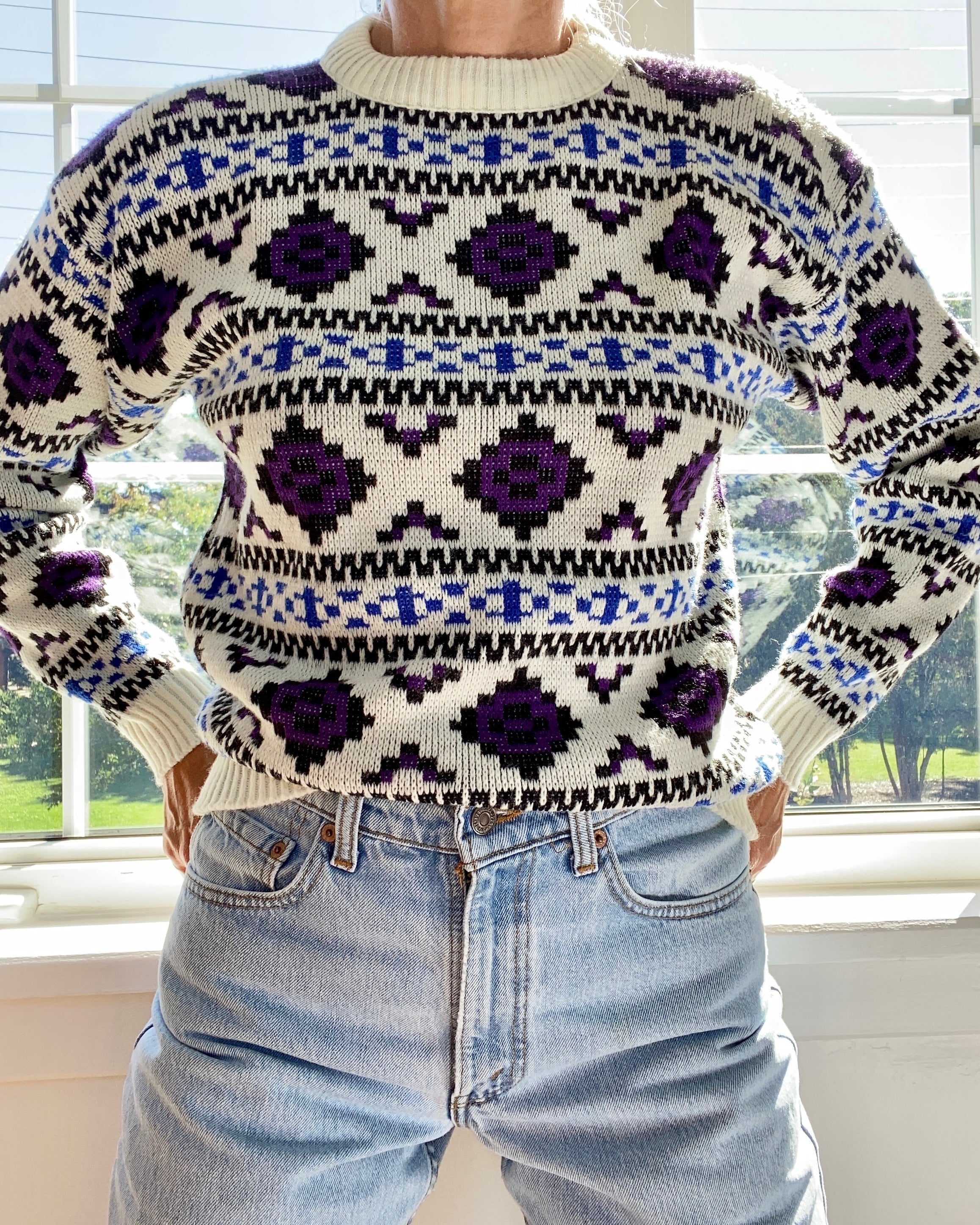 Vintage Jacquard Southwestern Style Sweater