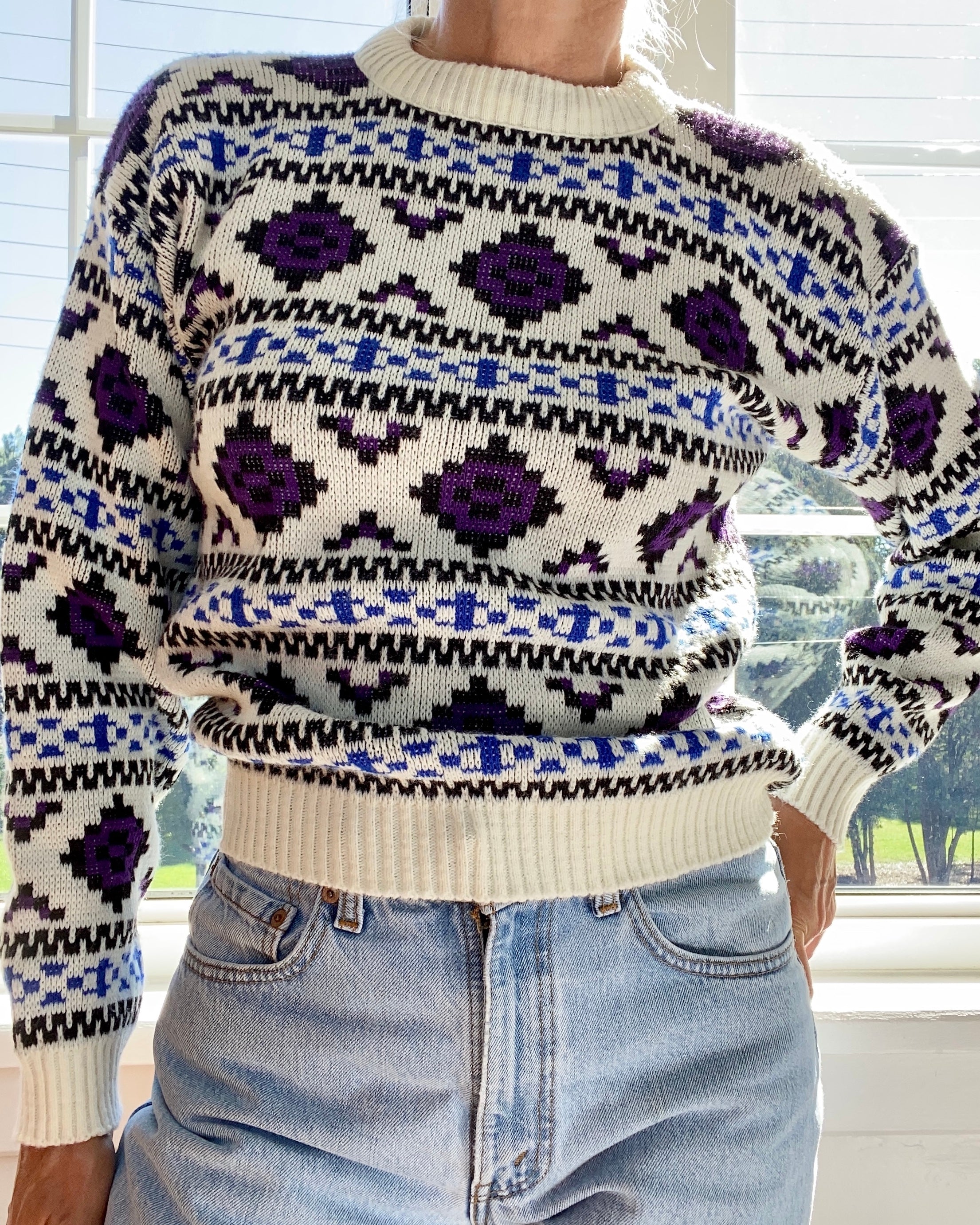 Vintage Jacquard Southwestern Style Sweater