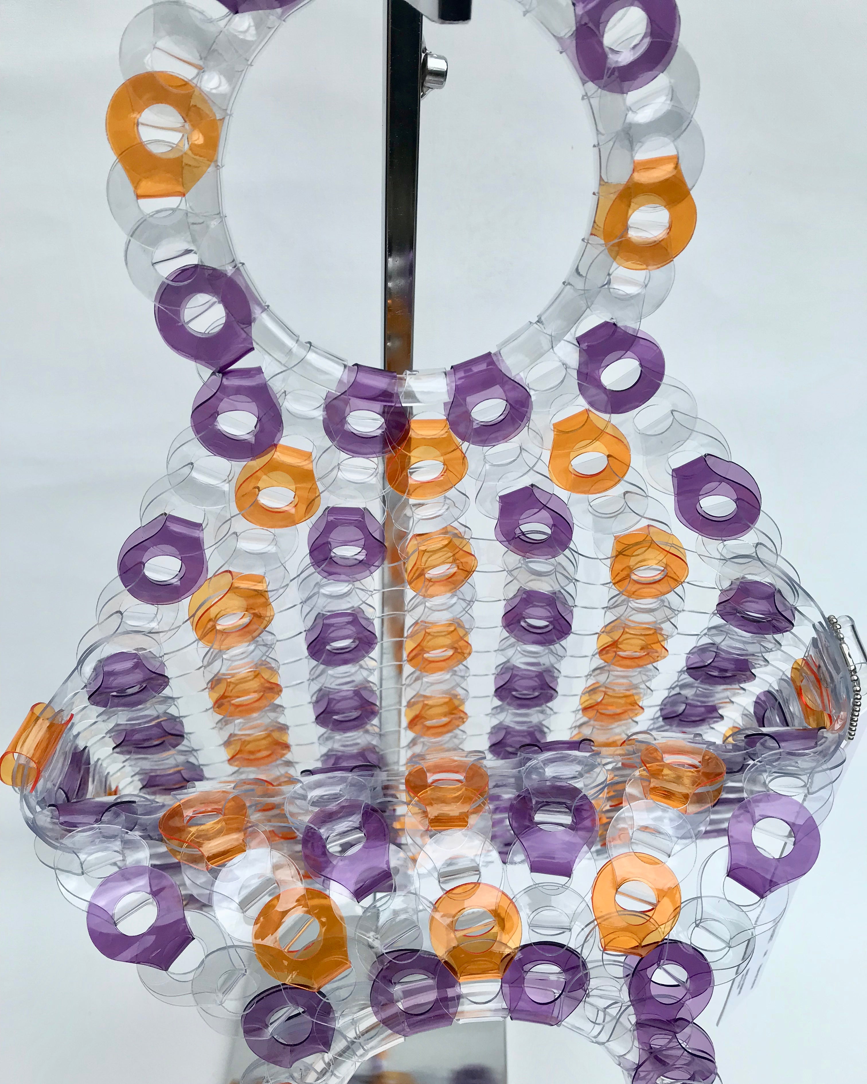 EE Handcrafted Products Large Square Handbag Purple & Orange Stripe