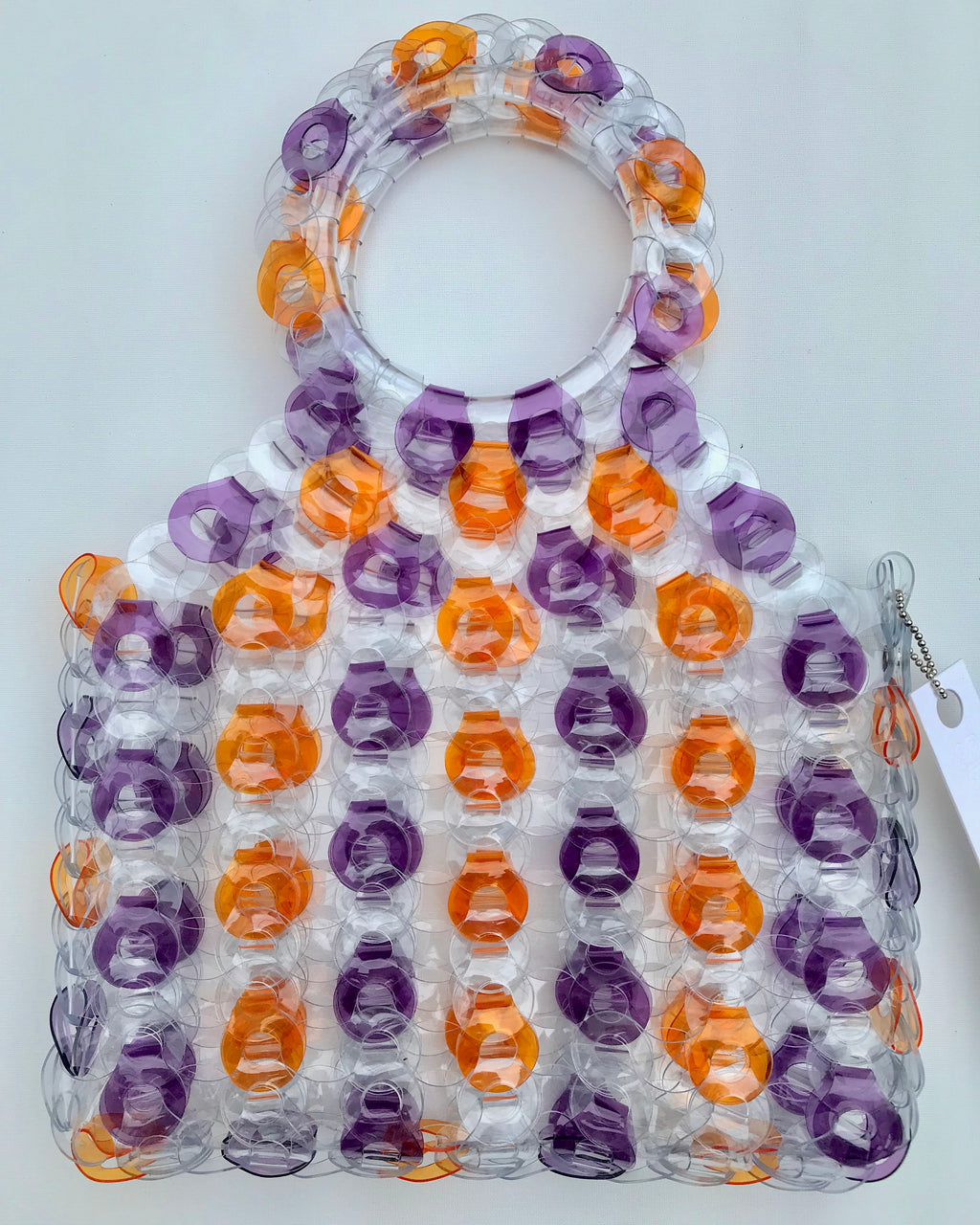 EE Handcrafted Products Large Square Handbag Purple & Orange Stripe